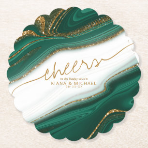 Abstracte Glitter Strata Wedding Cheers Green ID90 Kartonnen Onderzetters