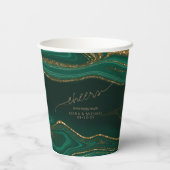 Abstracte Glitter Strata Wedding Cheers Green ID90 Papieren Bekers (Achterkant)