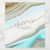 Abstracte Glitter Strata Wedding Cheers ID903 Wijn Etiket (Enkel label)