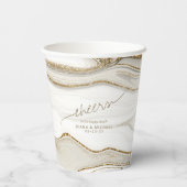 Abstracte Glitter Strata Wedding Cheers Ivory ID90 Papieren Bekers (Achterkant)