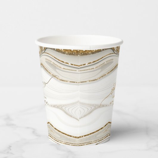 Abstracte Glitter Strata Wedding Cheers Ivory ID90 Papieren Bekers (Rechts)