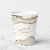 Abstracte Glitter Strata Wedding Cheers Ivory ID90 Papieren Bekers (Voorkant)