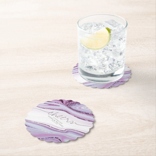 Abstracte Glitter Strata Wedding Cheers Lila ID903 Kartonnen Onderzetters (Insitu)