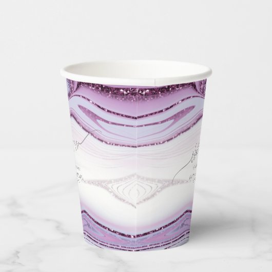 Abstracte Glitter Strata Wedding Cheers Lila ID903 Papieren Bekers (Rechts)