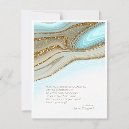 Abstracte Glitter Strata Wedding Dank u ID903 Bedankkaart (Achterkant)
