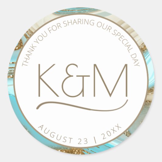 Abstracte Glitter Strata Wedding Dank u ID903 Ronde Sticker (Voorkant)