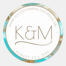 Abstracte Glitter Strata Wedding Dank u ID903 Ronde Sticker