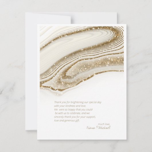 Abstracte Glitter Strata Wedding Dank u Iv ID903 Bedankkaart (Achterkant)