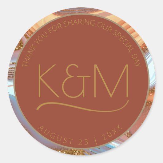 Abstracte Glitter Strata Wedding Dank u Rt ID903 Ronde Sticker (Voorkant)