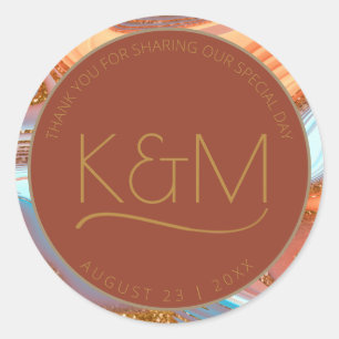 Abstracte Glitter Strata Wedding Dank u Rt ID903 Ronde Sticker