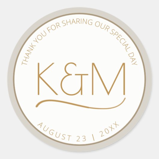 Abstracte Glitter Strata Wedding Dank u St. ID903 Ronde Sticker (Voorkant)