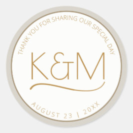 Abstracte Glitter Strata Wedding Dank u St. ID903 Ronde Sticker