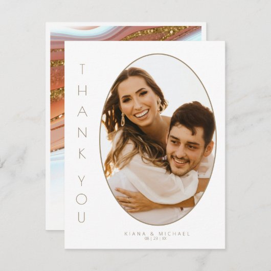 Abstracte Glitter Strata Wedding Dank u SW ID903 Bedankkaart (Voorkant / Achterkant)