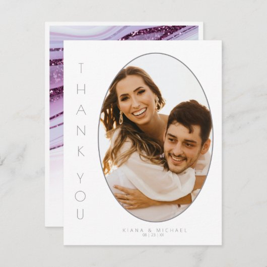 Abstracte Glitter Strata Wedding Dank u WT ID903 Bedankkaart (Voorkant / Achterkant)