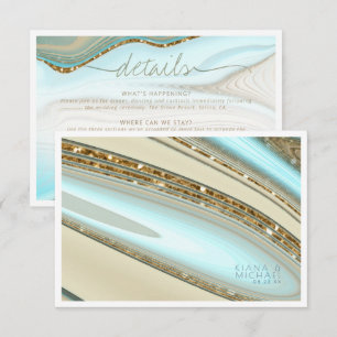 Abstracte Glitter Strata Wedding Details ID903 Informatiekaartje