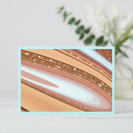 Abstracte Glitter Strata Wedding Details SB ID903 Informatiekaartje (Staand voorkant)