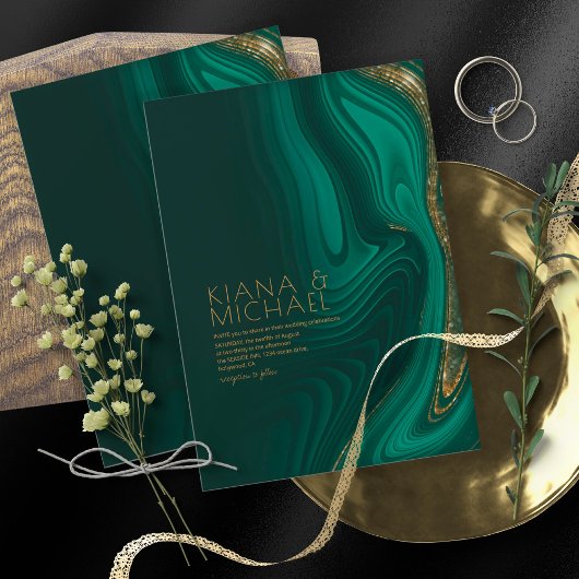 Abstracte Glitter Strata Wedding Dk Green ID903 Kaart