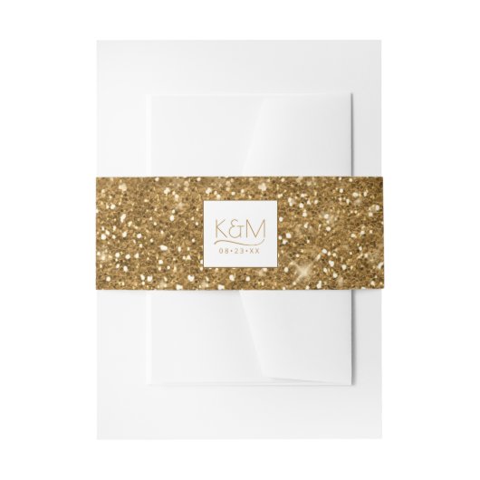 Abstracte Glitter Strata Wedding Gold ID903 Uitnodigingen Wikkel (Voorkant Voorbeeld)