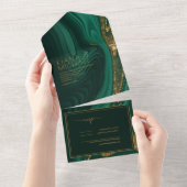 Abstracte Glitter Strata Wedding Green ID903 All In One Uitnodiging (Afscheurbaar)