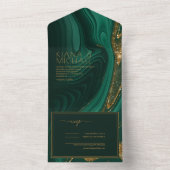 Abstracte Glitter Strata Wedding Green ID903 All In One Uitnodiging (Binnen)