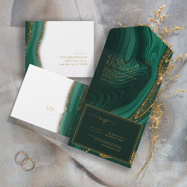 Abstracte Glitter Strata Wedding Green ID903 All In One Uitnodiging