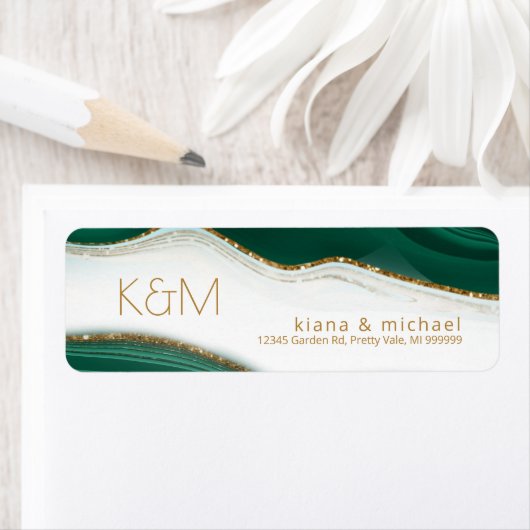 Abstracte Glitter Strata Wedding Green ID903 Etiket (Insitu)