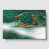 Abstracte Glitter Strata Wedding Green ID903 Gastenboek (Voorkant)
