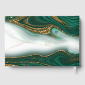 Abstracte Glitter Strata Wedding Green ID903 Gastenboek (Achterkant)