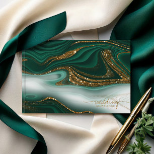 Abstracte Glitter Strata Wedding Green ID903 Gastenboek