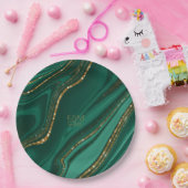 Abstracte Glitter Strata Wedding Green ID903 Papieren Bordje (Feest)