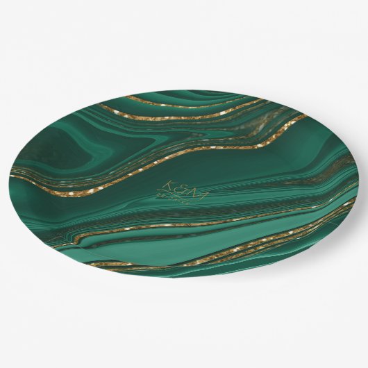 Abstracte Glitter Strata Wedding Green ID903 Papieren Bordje (Gekanteld)