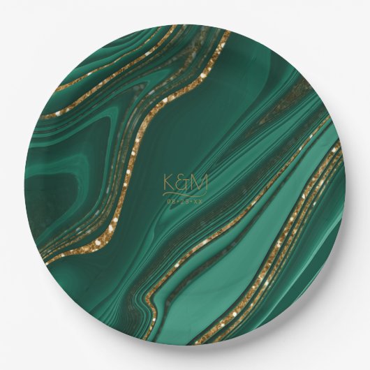 Abstracte Glitter Strata Wedding Green ID903 Papieren Bordje (Voorkant)