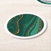 Abstracte Glitter Strata Wedding Green ID903 Ronde Kartonnen Onderzetter (Gebogen)