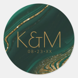 Abstracte Glitter Strata Wedding Green ID903 Ronde Sticker