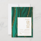 Abstracte Glitter Strata Wedding Green ID903 RSVP Kaartje (Achterkant)