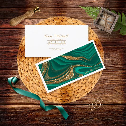 Abstracte Glitter Strata Wedding Green ID903 Save The Date