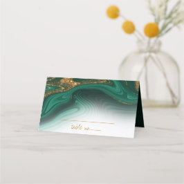 Abstracte Glitter Strata Wedding Green Wht ID903 Plaatskaartje