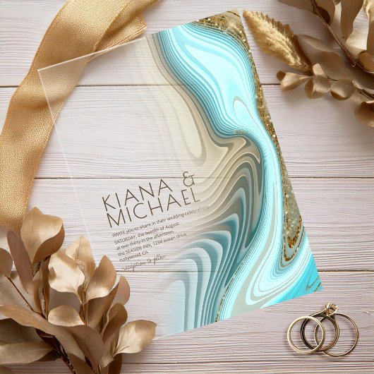 Abstracte Glitter Strata Wedding ID903 Acryl Uitnodigingen