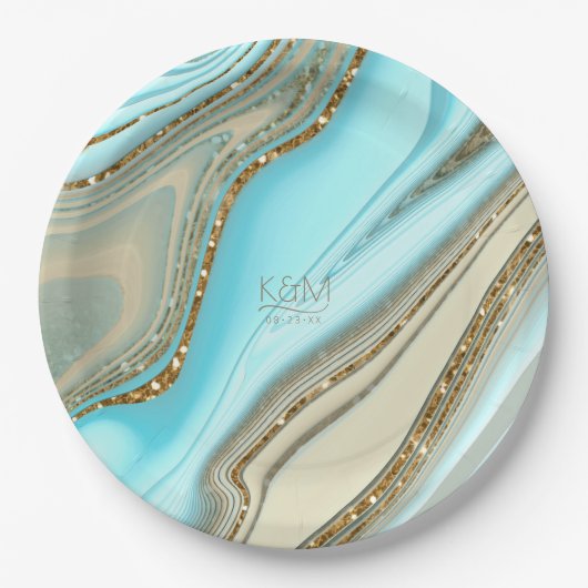 Abstracte Glitter Strata Wedding ID903 Papieren Bordje (Voorkant)