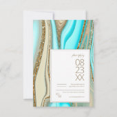 Abstracte Glitter Strata Wedding ID903 RSVP Kaartje (Achterkant)