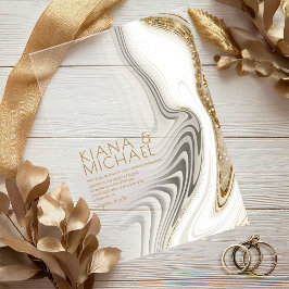 Abstracte Glitter Strata Wedding Ivory ID903 Acryl Uitnodigingen