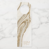 Abstracte Glitter Strata Wedding Ivory ID903 Flessenhanger (Voorkant)