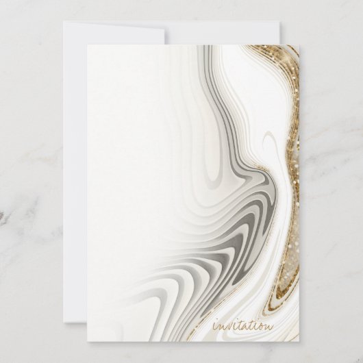 Abstracte Glitter Strata Wedding Ivory ID903 Kaart (Achterkant)