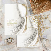 Abstracte Glitter Strata Wedding Ivory ID903 Kaart