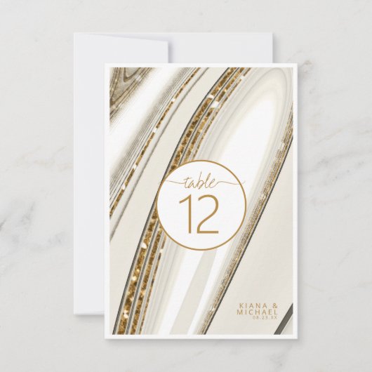 Abstracte Glitter Strata Wedding Ivory ID903 Kaart (Voorkant)