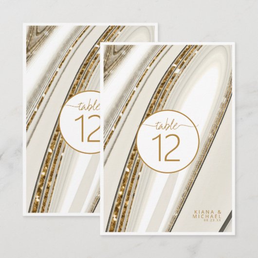 Abstracte Glitter Strata Wedding Ivory ID903 Kaart (Voorkant / Achterkant)