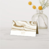 Abstracte Glitter Strata Wedding Ivory ID903 Plaatskaartje (Achterkant)
