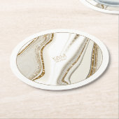 Abstracte Glitter Strata Wedding Ivory ID903 Ronde Kartonnen Onderzetter (Gebogen)