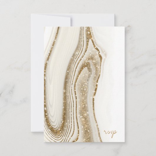 Abstracte Glitter Strata Wedding Ivory ID903 RSVP Kaartje (Voorkant)