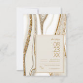 Abstracte Glitter Strata Wedding Ivory ID903 RSVP Kaartje (Achterkant)